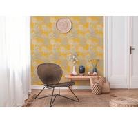 Michalsky Living 379833 Change is Good Tropical Tale - Papel pintado (fieltro, textura fina, color amarillo, gris y blanco)
