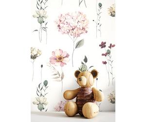 Papel de pared Newroom, con diseño floral, en color violeta y turquesa, en un bonito diseño de aspecto moderno y elegante, que incluye guía de consejos (idioma español no garantizado)