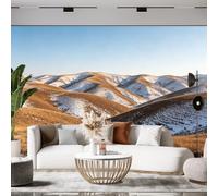 Papel De Pared Papel Pintado Mural Panorámico Golden Hills Landscape De 200 × 140 Cm 3D Panorámico No Tejido Con Foto De Montaña Colinas Nevadas Onduladas Decoración De Pared Natural Para Sala