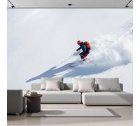 Papel de Pared Seda 400 x 280cm - Papel Pintado de Pared Esquí Alpino Fotomurales XXL Esquiadores Decorativos Murales para Dormitorio Sala Oficina, Color Naranja