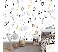 Papel de Pared Sencillo Música Notas Decoración De Pared Oficina Salón Dormitorio 200 x 140 cm Papel Pintado Tejido No Tejido Decoración Papel Tapiz Papel Pared Negro Color
