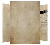 Papel de pergamino vintage DIN A4, 190 g, 15 hojas, para certificados y certificados, impreso por ambos lados, incluye plantillas de texto