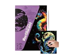 Papel de rascar para - 4 tarjetas de rascar hechas a mano | Juego creativo de juguetes de dibujo para colorear | Suministros artesanales de bricolaje de animales de paisaje para hombres, mujeres, e