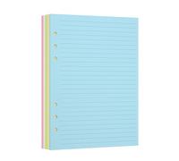 Papel de recambio forrado A5, páginas de colores para cuaderno A5 recargable de 6 anillas, insertos de recambio de carpeta perforada de 6 agujeros, 1 paquete (contiene 50 hojas/100 páginas)