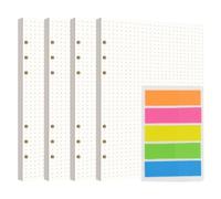 Papel de Recarga de 6 Agujeros,Papel de Recambio A5 con Puntos,Carpeta de Anillas de Hojas,Sueltas Planificador,4 Paquetes 180 Hojas,1 Paquetes 100 Tiras Adhesivas,14.2X21cm,Beige