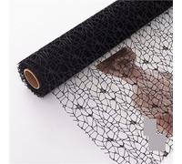 Papel de regalo 1 Roll, Flower Decoration Jacquard Net Round Heart Bouquet Packaging Diy Material Bag Papel regalo cumpleaños(04-black)