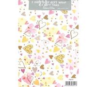 Papel de regalo, 2 hojas y 2 etiquetas a juego. Aniversario, boda, compromiso, San Valentín, cumpleaños, corazones, diseñado por Simon Elvin fabricado en Reino Unido