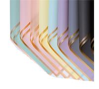 Papel de regalo 20 Sheets Flower Wrapping Paper With Golden Edges, Waterproof Bouquet Packaging Craft Roll Papel regalo cumpleaños(13-Grey-Khaki-20psc)