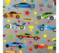 Papel de regalo 70 cm x 2 m rollo con diseño de coche estrellas bandera a cuadros de Fórmula 1 cumpleaños niño niño