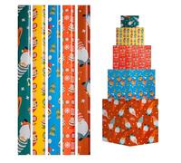 Papel de Regalo 70x200cm (Pack de 5 Rollos) - Diseños Surtidos y de Papel Resistente - Ideal para Envolver Regalos en Cumpleaños, Bodas, Navidad, Fiestas - Elfo