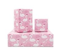 Papel de regalo con diseño de cisne, papel de regalo de cumpleaños rosa para niñas y mujeres, 4 hojas plegadas, papel de regalo de despedida de soltera, para Navidad, baby shower, aniversario, envoltura de regalo para niños, 28 x 20 pulgadas