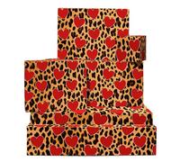 Papel de regalo con estampado animal - Safari - 6 hojas de papel regalo corazones para ella - Papel de regalo leopardo - Marrón - Papel de regalo para niñas Cumpleaños - Reciclable - Por Central 23