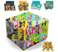 Papel De Regalo Cumpleaños 85 * 60cm 4 Hojas 4 Cuerda De Mariposa Azul,4 Tarjeta Felicitation,4 Etiquetas para Niña,Niño,Mujeres,Hombres, Mamá, Papá