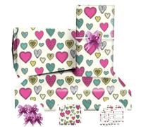 Papel De Regalo Cumpleaños 85 * 60cm - 4 Hojas, 4 Cuerda De Mariposa Rosa, 4 Tarjeta Felicitación, 4 Etiquetas - Para Niña, Niño, Mujeres, Hombres, Mamá, Papá