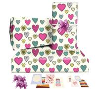 Papel De Regalo Cumpleaños 85 * 60cm - 8 Hojas, 8 Cuerda De Mariposa Rosa, 8 Tarjeta Felicitación, 8 Etiquetas - Para Niña, Niño, Mujeres, Hombres, Mamá, Papá