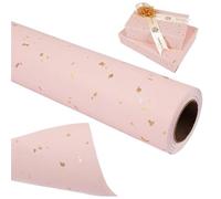 Papel de regalo de 4 rollos, rollo grande, estampado en caliente, elegante embalaje de regalo para boda, cumpleaños, Navidad, Día de San Valentín, Año Nuevo (rosa)