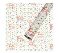 Papel de regalo de 70 cm x 50 m, papel de regalo de flores Happy Birthday Texto Polka Dots Papel de regalo reversible para fiesta, ducha, vacaciones, fiesta del Día del Padre