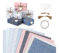 Papel de regalo de animales marinos, 10 hojas, 50 x 70 cm, juego de papel de regalo para niños con motivos de ballena, estrellas de mar, conchas y océanos, papel de regalo de cumpleaños para niños con
