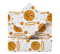 Papel de regalo de baloncesto para hombres y mujeres, patrones grandes y pequeños de baloncesto/aros en papel de arte blanco, diseño temático deportivo para jugadores de baloncesto, niños y niñas,