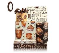 Papel de regalo de café, 6 hojas, diseño vintage para amantes del café, cupcakes, postres, divertidos envoltorios de regalo con cinta marrón, para mujeres, hombres, cumpleaños, bodas, despedidas de