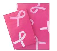 Papel de regalo de cinta rosa para eventos de mujeres y niñas, 4 hojas de papel de regalo de concienciación sobre el cáncer de mama, papel rosa de fe esperanza para eventos de negocios, suministros de