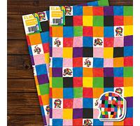 Papel de regalo de cumpleaños, 4 hojas, 4 etiquetas, diseño de elefante, tamaño 70 x 50 cm, producto oficial de recursos responsables