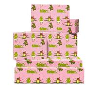 Papel de regalo de cumpleaños con rana - 6 hojas de papel de regalo rosa divertido para ella - Sassy fabulosas ranas - Viene con pegatinas - Reciclable - Por Central 23