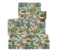 Papel de regalo de cumpleaños para niña - Cottagecore Pueblo Floral - 6 hojas de papel de regalo estético para mujer - Viene con pegatinas - Reciclable - Por Central 23