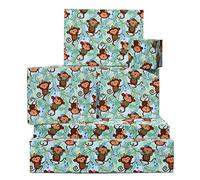 Papel de regalo de cumpleaños para niños, 6 hojas de papel de regalo para animales, mono para safari jungle para niños y niñas, viene con pegatinas divertidas, reciclable, por Central 23