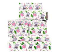 Papel de regalo de elefante - 6 hojas de papel de regalo de cumpleaños para ella - Elefantes, flores, plantas - Animal de safari - Baby Shower - Viene con pegatinas - Por Central 23