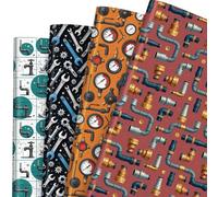 Papel de regalo de fontanero, 12 hojas, 4 herramientas temáticas únicas de fontanería, envoltura de regalo para fontaneros, cumpleaños, fiestas, 20 x 28 pulgadas