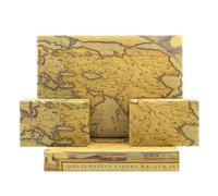 Papel de regalo de mapa vintage, papel de regalo marrón de mapa del mundo retro antiguo vintage de navegación, plegado plano, 4 hojas, 52x75cm para viajeros, bibliotecas, cubierta de libros, Hanukka