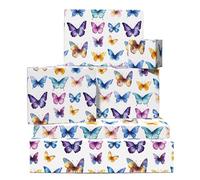 Papel de regalo de mariposas - 6 hojas de papel de regalo - Bonitas mariposas de acuarela - Papel de regalo para cumpleaños, aniversario, bautizo - Reciclable - Por Central 23