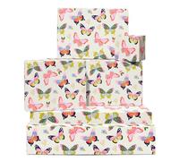 Papel de regalo de mariposas para ella - 6 hojas de papel de regalo - Mariposas coloridas - Bonito papel de regalo para cumpleaños, bodas, baby shower - Reciclable - Por Central 23