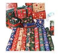 Papel de regalo de Navidad, copo de nieve, paquete de 10 hojas de papel marrón grueso para envolver regalos, diseños festivos únicos, se adapta a regalos pequeños a medianos para fiestas y