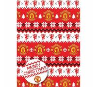 Papel de regalo de Navidad, diseño del Manchester United FC para regalos, fútbol, 2 hojas y 2 etiquetas