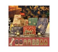 Papel de regalo de Navidad, papel de regalo de Kraft reciclado hojas grandes con cinta, colgantes de tarjeta de Navidad, papel de regalo de Navidad verde navidad