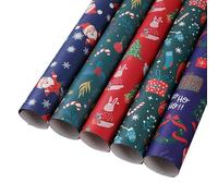 Papel de regalo de Navidad, papel reciclable, rollo de papel, para cajas de regalo y decoración, caja de regalo de cabeza de reno para fiestas, cumpleaños, graduación, Acción de Gracias, regalo de