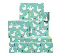 Papel de regalo de pato - Animal de granja - 6 hojas de papel de regalo - Patos de fiesta, globos, confeti - Papel de regalo de cumpleaños para hombre mujer - Viene con pegatinas - Por Central 23