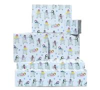 Papel de regalo de pingüinos - Pañuelos de invierno dulce - 6 hojas para familia y amigos - Navidad - con pegatinas de Central 23