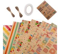 Papel de regalo de regalo de cumpleaños papel de envoltura kraft con calcomanías para la fiesta de bodas chicas chicas 15pcswrapping