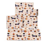 Papel de regalo de San Valentín con diseño de amor de perro salchicha 6 hojas, ideal para hombres y mujeres para cumpleaños, Navidad y aniversario Incluye etiquetas Para esposo, esposa, novio y novia