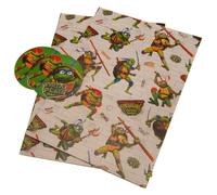 Papel de regalo de Tortugas Ninja Mutantes Adolescentes, 2 hojas, 2 etiquetas, papel de regalo de cumpleaños