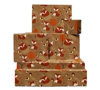 Papel de regalo de zorro - 6 hojas de papel de regalo y etiquetas - Papel de regalo marrón - Para nuevo bebe niña - Otoño - Lindo papel de regalo para niños - Viene con pegatinas - Por Central 23