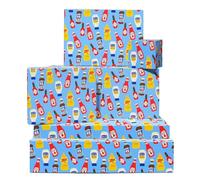 Papel de regalo divertido para amigos - 6 hojas de papel de regalo azul - Salsas confiables - Juegos de palabras - Papel de regalo para hombre y mujer - Viene con pegatinas - Por Central 23