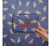 Papel de regalo Dragonfly Lokta, hecho a mano y de comercio justo, de origen responsable, respetuoso con el medio ambiente y teñido naturalmente (azul aciano)