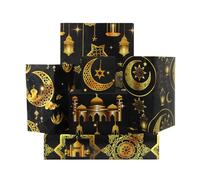 Papel de regalo Eid Mubarak, 6 hojas en 6 diseños, diseño de farol de mezquita de estrella, luna, papel de regalo con patrón de farol, papel de regalo de Ramadán para decoraciones Eid
