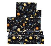 Papel de regalo espacial - 6 hojas de papel de regalo Galaxy - Planetas y estrellas - Papel de regalo negro - Regalos del espacio exterior para niños y niñas - Viene con pegatinas - Por Central 23