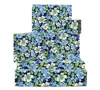 Papel de regalo floral azul - 6 hojas de papel de regalo elegante para mujeres, hombres, mamás amigos - Cumpleaños, Navidad, aniversario de boda, azul marino, verde, blanco, azul - Viene con etiquetas