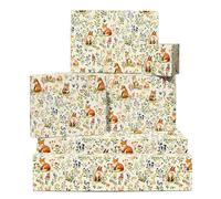 Papel de regalo floral - Flores silvestres y animales del bosque - 6 hojas de papel de regalo de cumpleaños para niño y niña - Otoño - Reciclable - Por Central 23